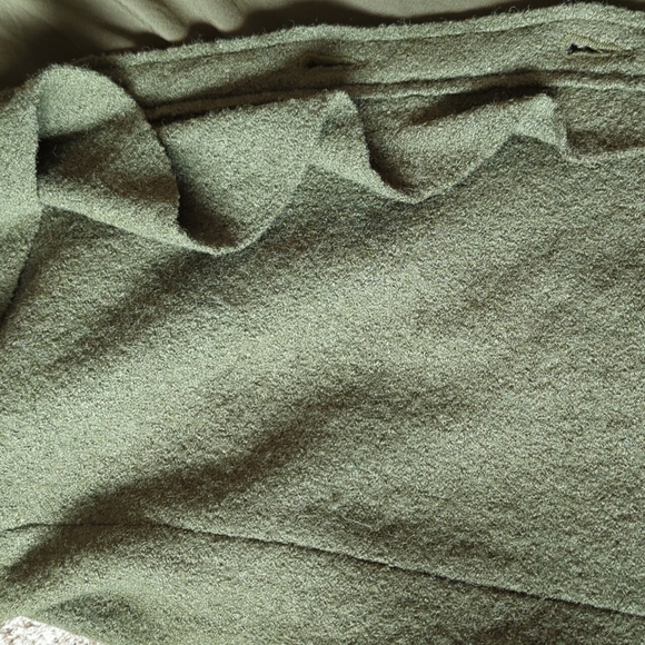 Chico's Military Army Green Ruffled Front Wool Blend Lined Jacket Blazer y2k - Picture 9 of 13